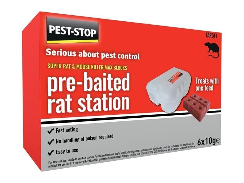 Pest-Stop (Pelsis Group) Super Rat  Mouse Killer Wax Block Pre-Baited Station