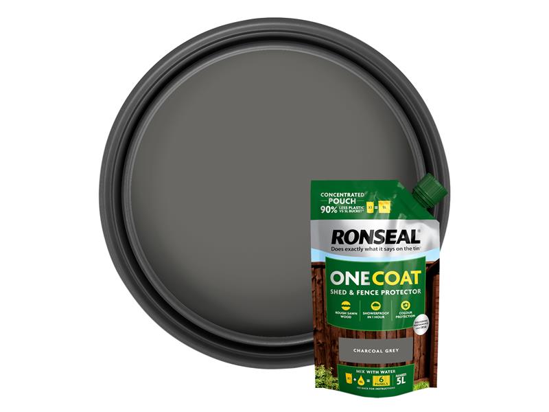 Ronseal One Coat Shed  Fence Refill Pouch Charcoal Grey 950ml