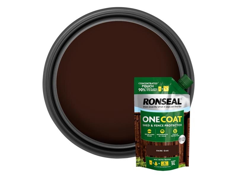 Ronseal One Coat Shed  Fence Refill Pouch Dark Oak 950ml