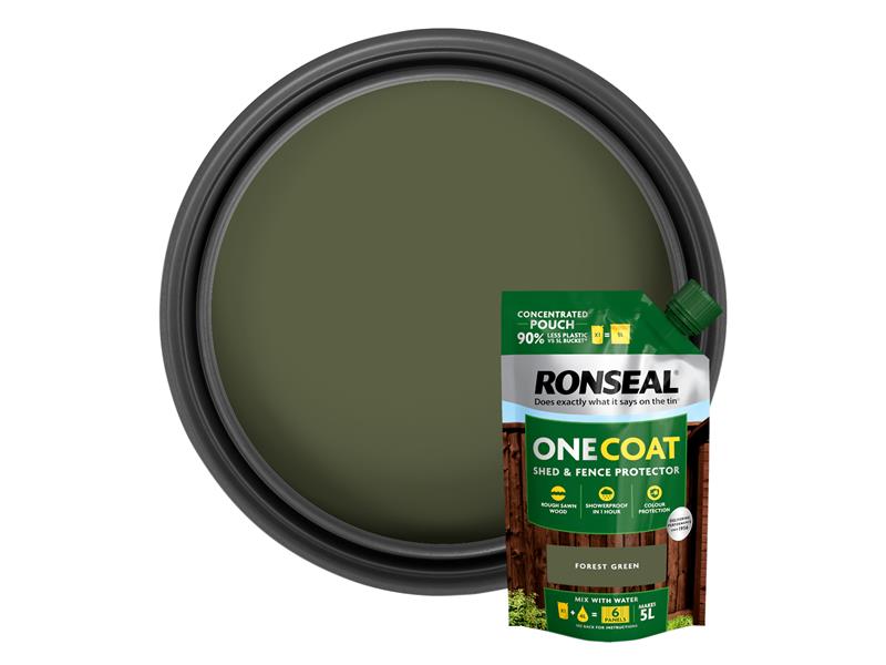 Ronseal One Coat Shed  Fence Refill Pouch Forest Green 950ml
