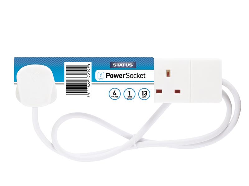 STATUS Extension Lead 240V 4-Gang 13A White 1m