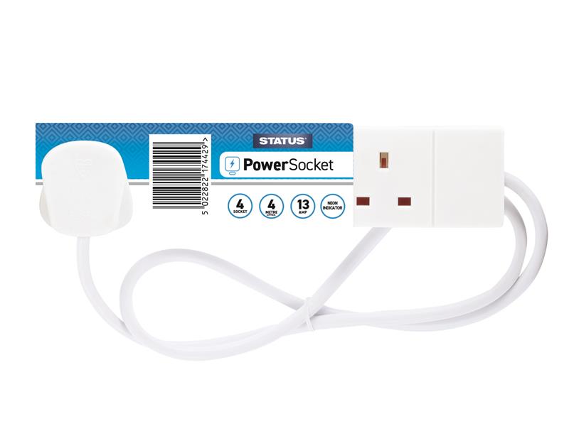 STATUS Extension Lead 240V 4-Gang 13A White 4m