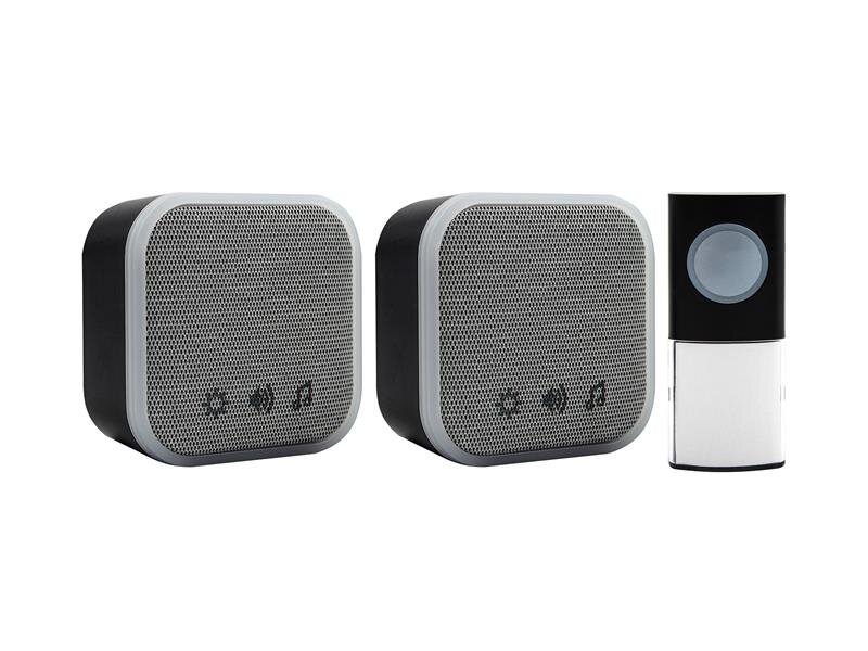 Uni-Com Portable and Plug-In Door Chime Set, Black