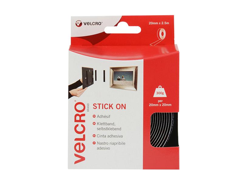VELCRO Brand VELCRO Brand Stick On Tape 20mm x 2.5m Black