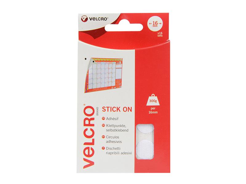 VELCRO Brand VELCRO Brand Stick On Coins 16mm x 16 Sets White