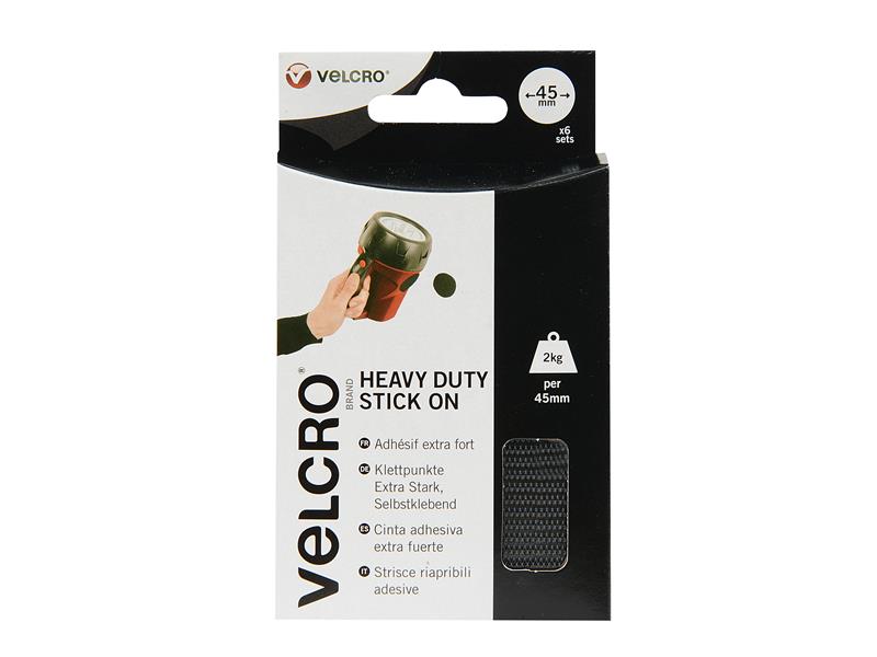 VELCRO Brand VELCRO Brand Stick On Coins 45mm x 6 Sets Black