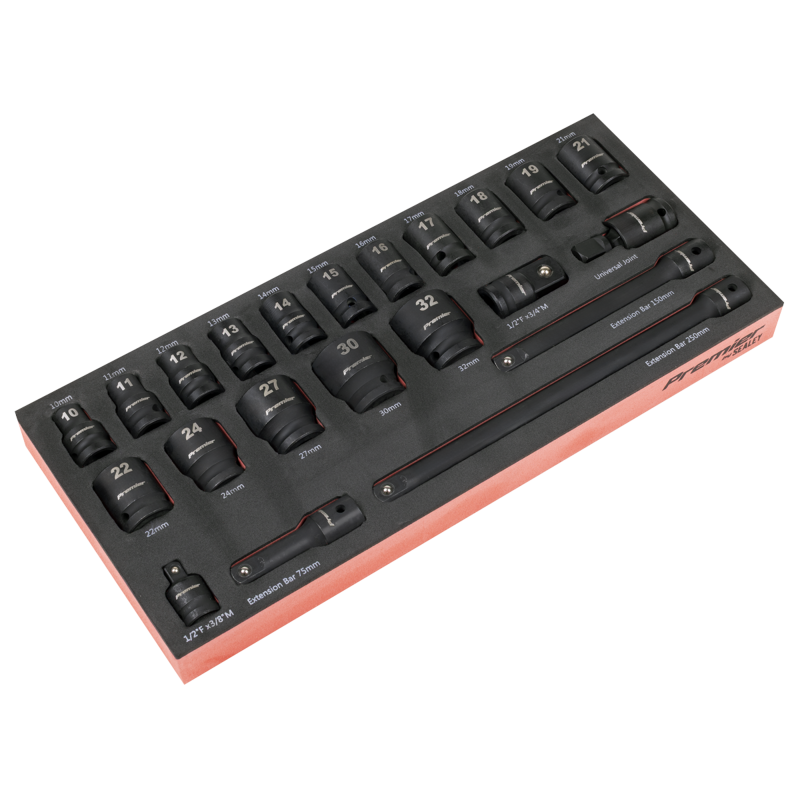 Sealey TBT46 Premier Impact Socket Set with Tool Tray 1/2Sq Drive 22pc