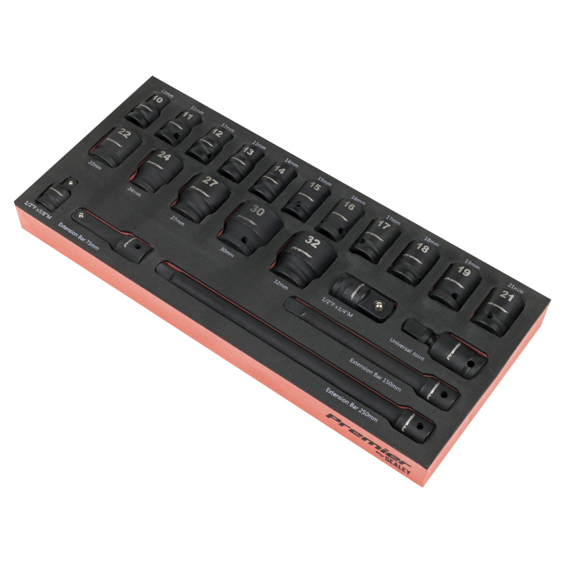 Sealey TBT46 Premier Impact Socket Set with Tool Tray 1/2Sq Drive 22pc