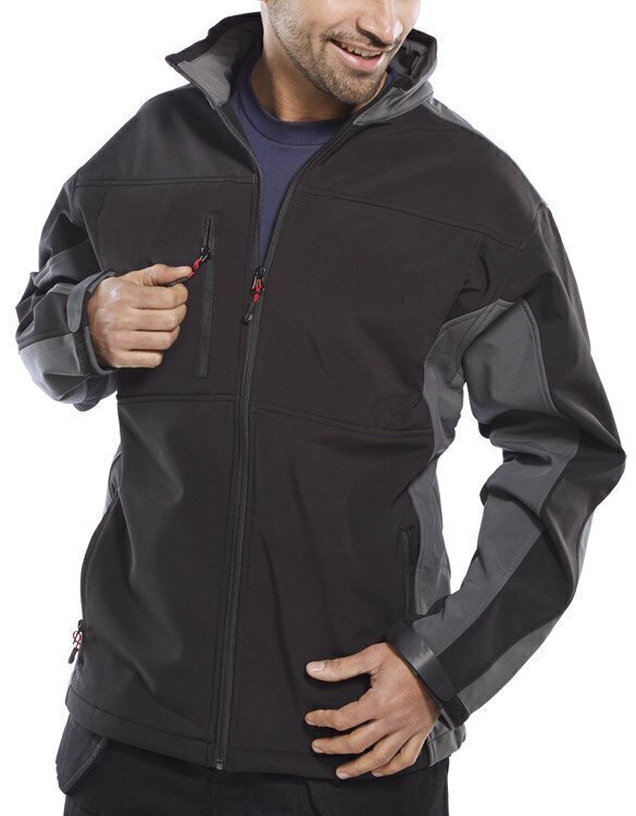 Two Tone Soft Shell Jacket Black/Grey L