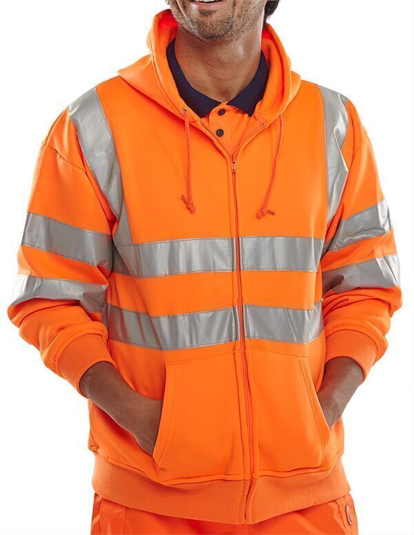 Zip-Up Hooded Sweatshirt Orange XL