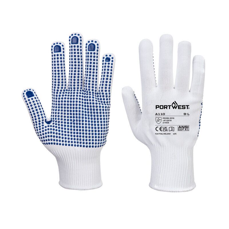 Portwest Polka Dot Glove (White/Blue / XS / R)