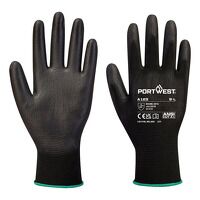 Portwest PU Palm Glove Latex Free - Full Carton (144 pairs) (Black / S / R)