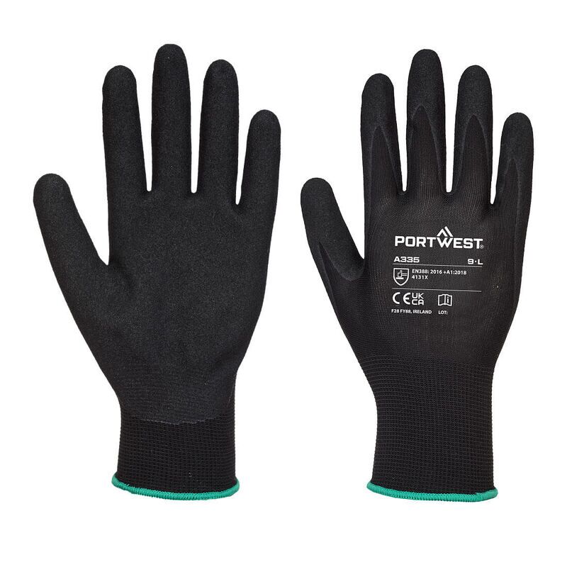 Portwest Dermi-Grip NPR15 Nitrile Sandy Glove (Black / XL)