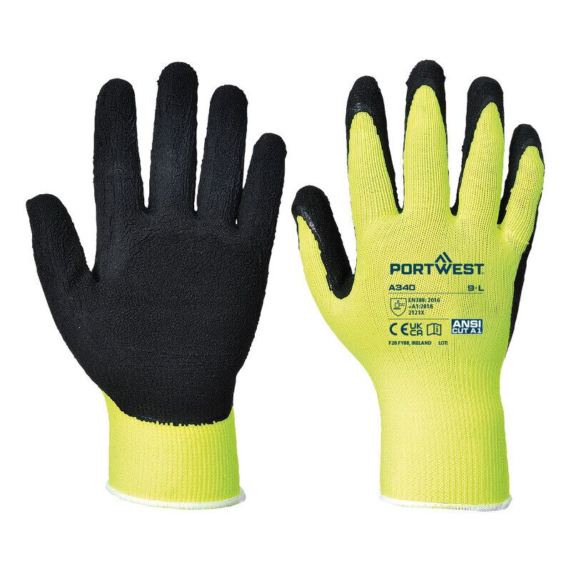 Portwest Hi-Vis Grip Glove - Latex (Yellow / M)