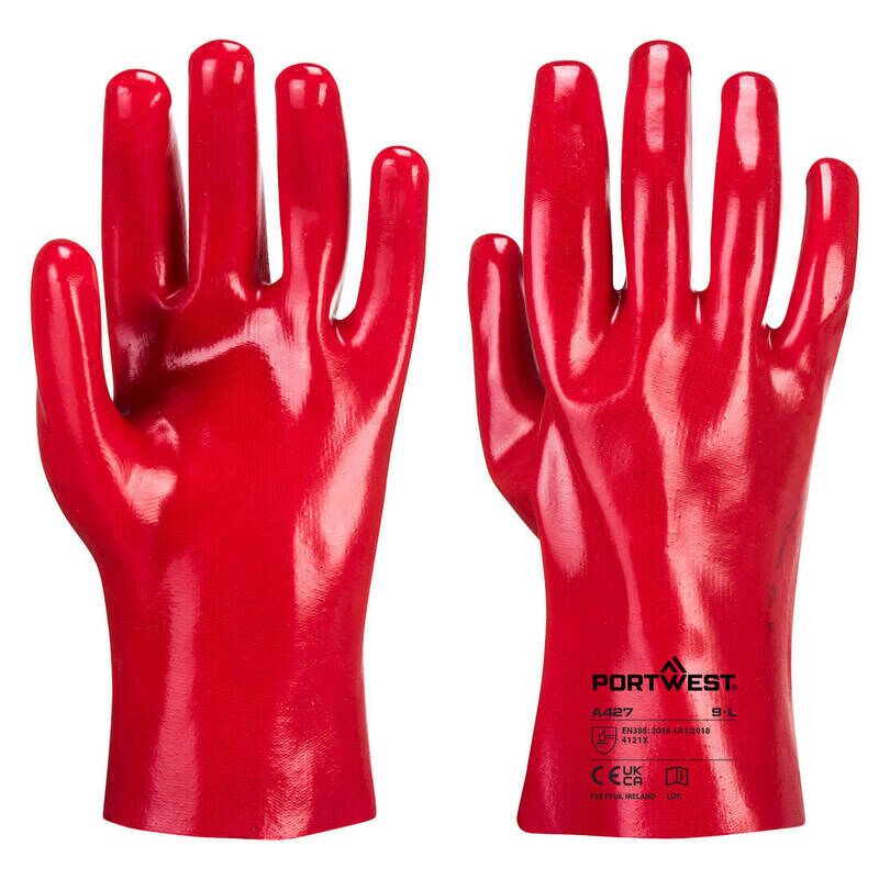 Portwest Grip 12 PVC Gauntlet 27cm (Red / XL / R)
