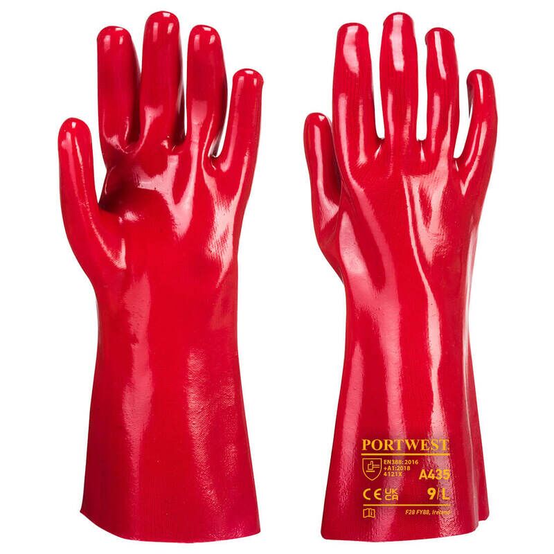 Portwest Grip 12 PVC Gauntlet 35cm (Red / XL / R)