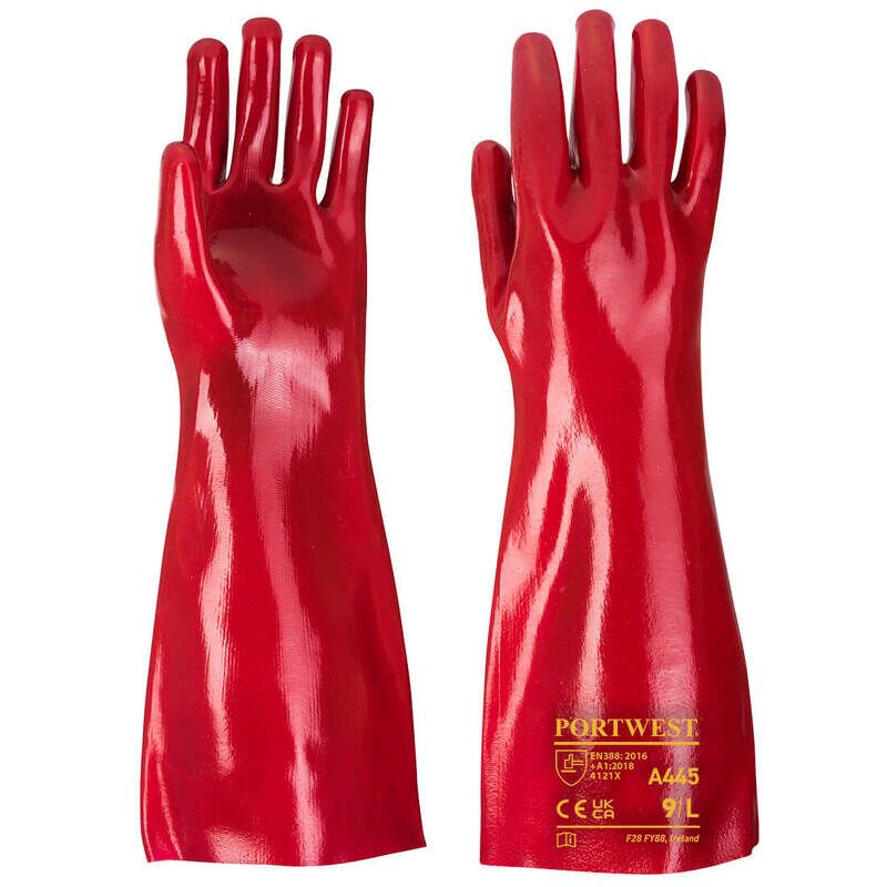 Portwest Grip 12 PVC Gauntlet 45cm (Red / XL / R)