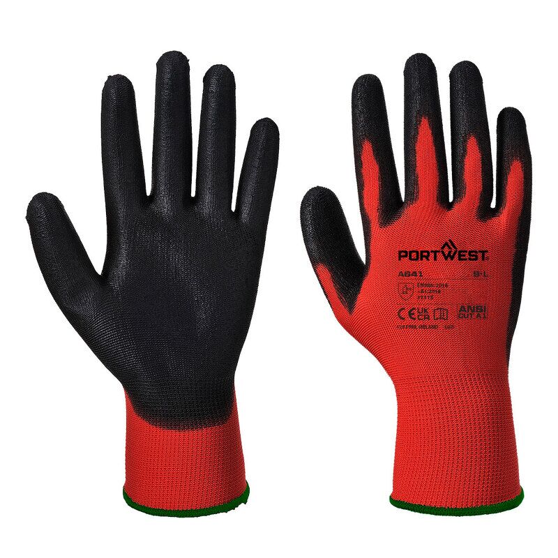 Portwest Red - PU Gloves (Red/Black / XXL / R)