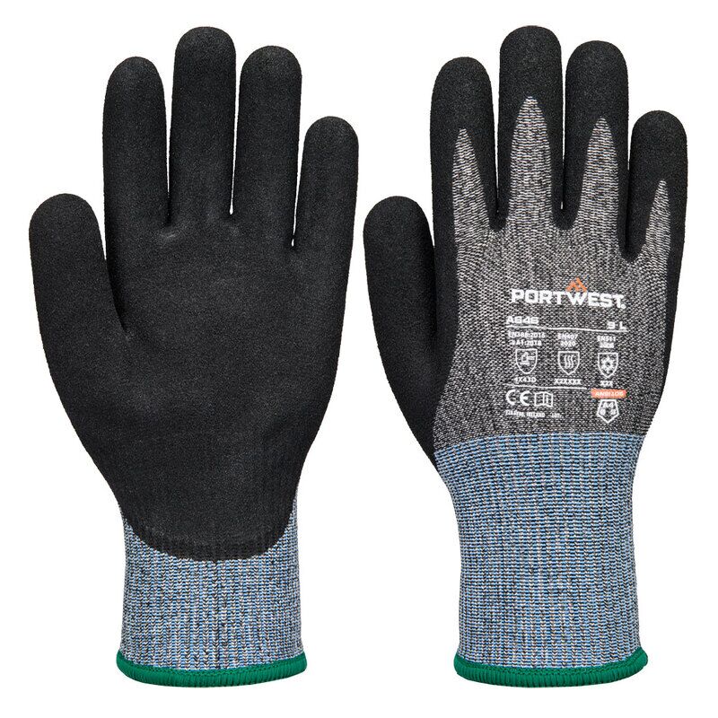 Portwest Cold D13 Nitrile Viz-Tex Cut Glove (Black / M)