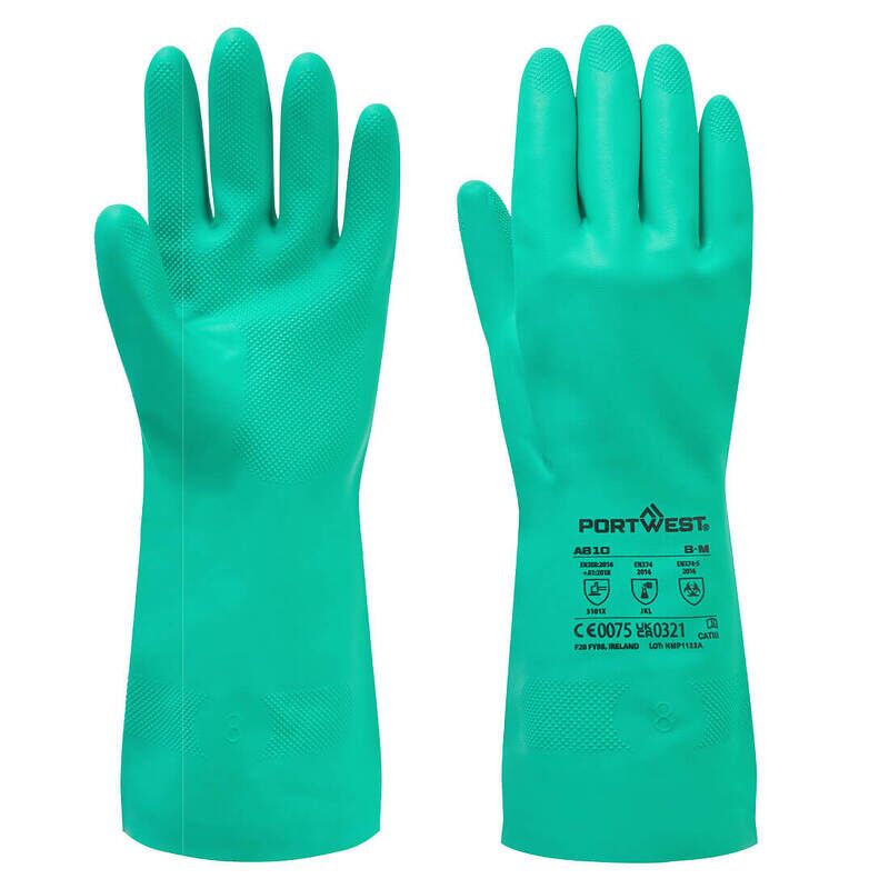 Portwest Nitrosafe Chemical Gauntlet (Green / L / R)