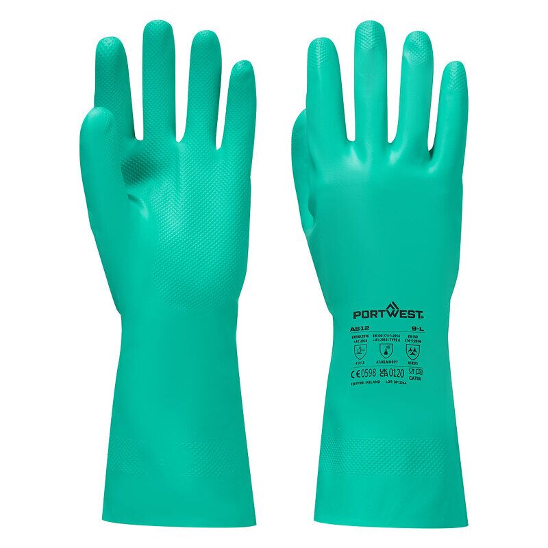 Portwest Nitrosafe Plus Chemical Gauntlet (Green / M / R)