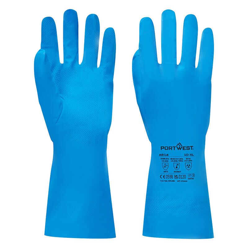 Portwest Food Approved Nitrile Gauntlet (Blue / M / U)