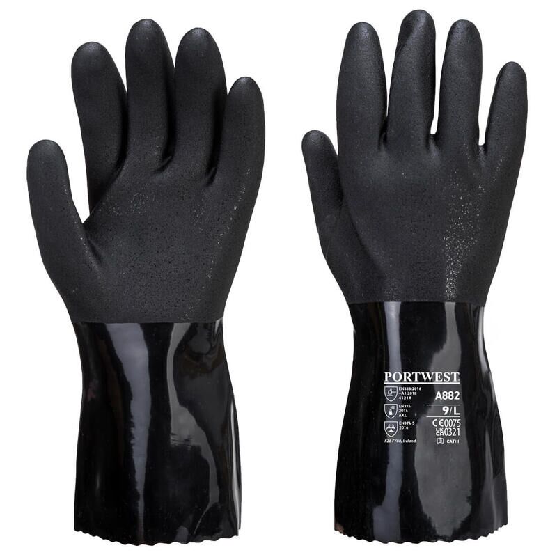 Portwest ESD PVC Chemical Gauntlet (Black / M / R)