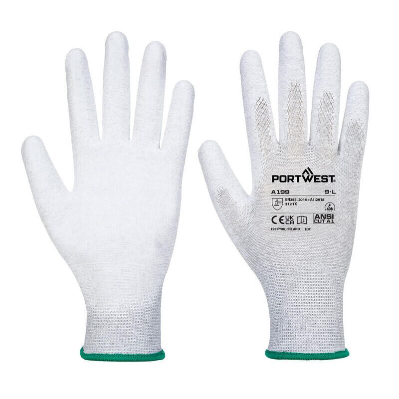Portwest ESD 13 PU Palm Essential Multipack (Pack of 12) (Grey / M)