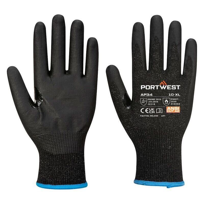Portwest LR15 Nitrile Foam Touchscreen Glove (Pack of 12) (Black / L)