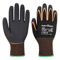 Portwest Grip 15 Nitrile Double Palm Glove (Black/Orange / S)