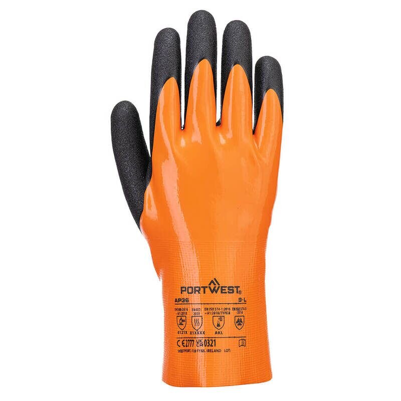 Portwest Grip 15 Nitrile Gauntlet (Orange/Black / XXL)