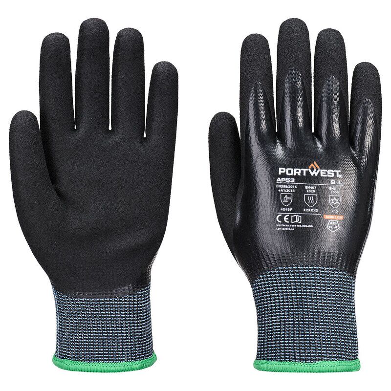 Portwest Cold F15 Nitrile Aqua Cut Glove (Black / XXL)