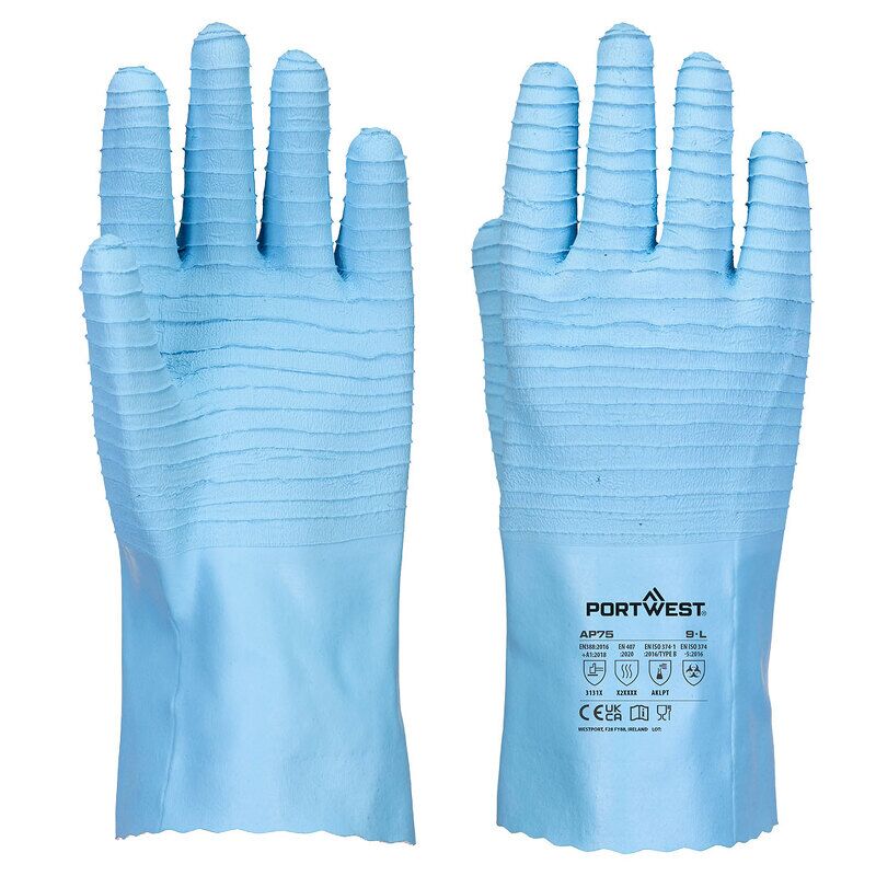 Portwest FD Chemical B Latex Gauntlet (Blue / XL / U)