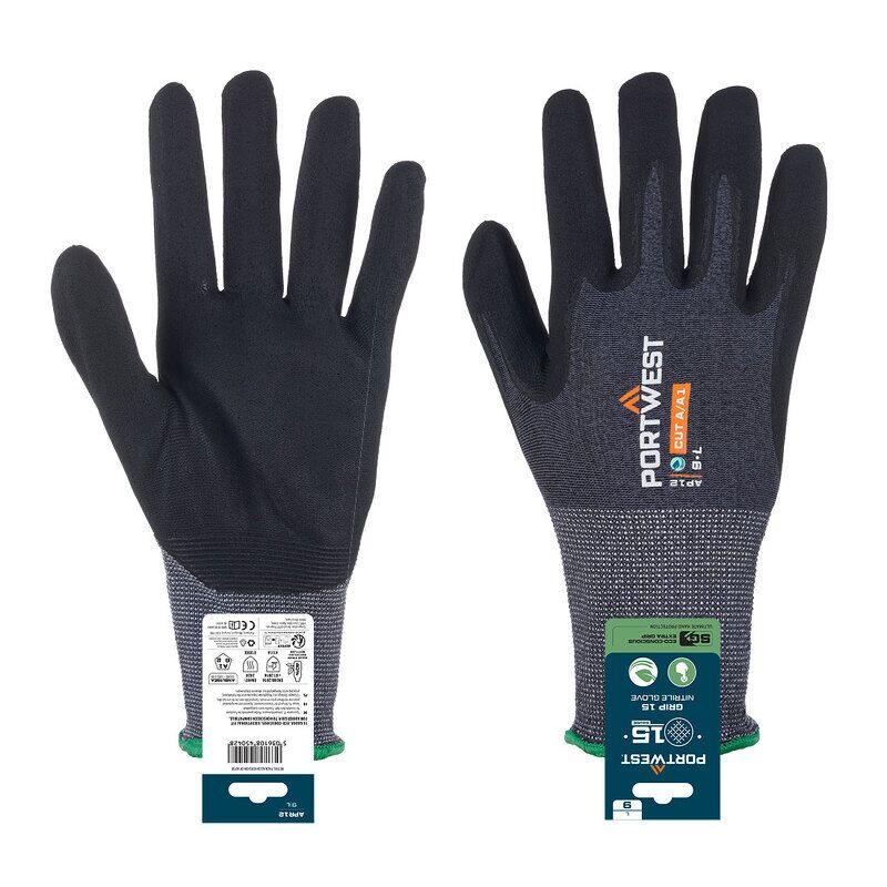 Portwest SG Grip 15 Nitrile Glove (Retail) (Grey/Black / XL)