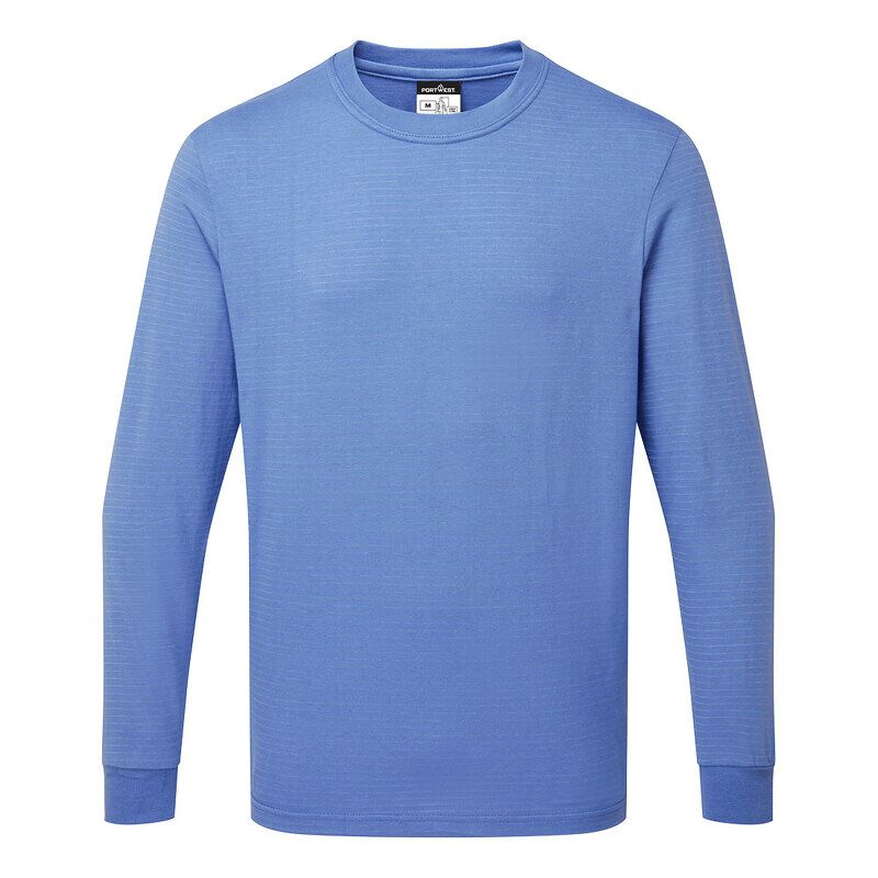 Portwest Anti-Static ESD Long Sleeve T-Shirt (Hamilton Blue / M / R)