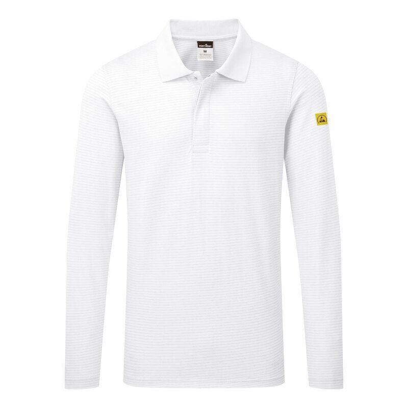 Portwest Anti-Static ESD Polo L/S (White / S / R)
