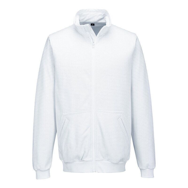Portwest Anti-Static ESD Zip Through Sweatshirt (White / L / R)