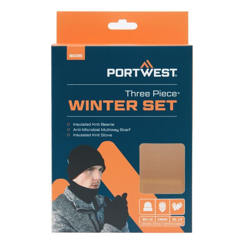 Portwest Winter Accessory Set (3pcs) (Black / Regular Fit)