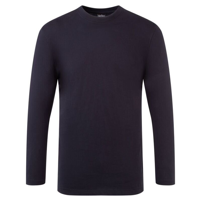 Portwest Cotton Long Sleeved T-Shirt (Navy NV / XXXL / Regular Fit)
