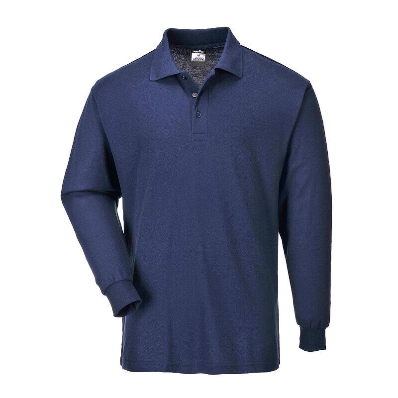 Portwest Genoa Long Sleeved Polo Shirt (Navy / M / Regular Fit)