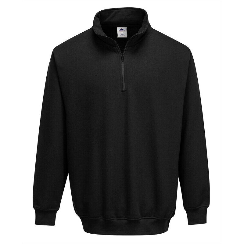 Portwest Sorrento Zip Neck Sweatshirt (Black / S / Regular Fit)