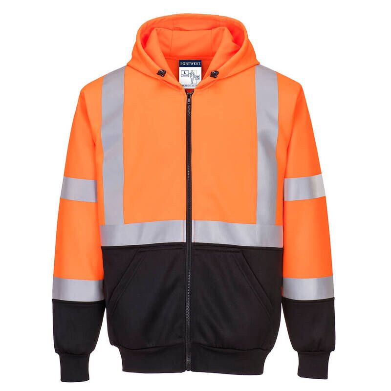 Portwest Hi-Vis Contrast Zipped Hoodie (Orange/Black / 5XL / R)