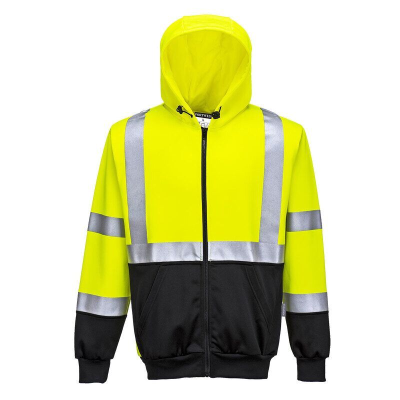 Portwest Hi-Vis Contrast Zipped Hoodie (Yellow/Black / XXL / R)