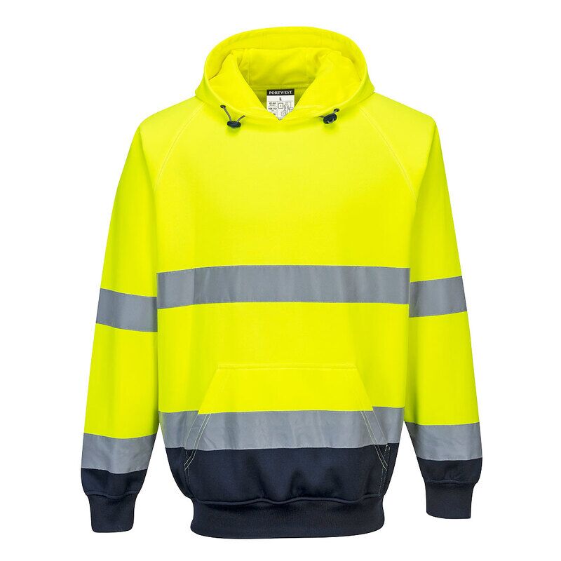 Portwest Hi-Vis Contrast Hoodie (Yellow/Navy / L / R)