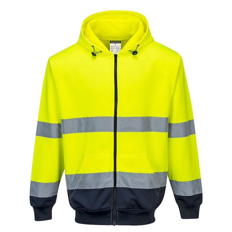Portwest Hi-Vis Contrast Zipped Hoodie (Yellow/Navy / XL / R)