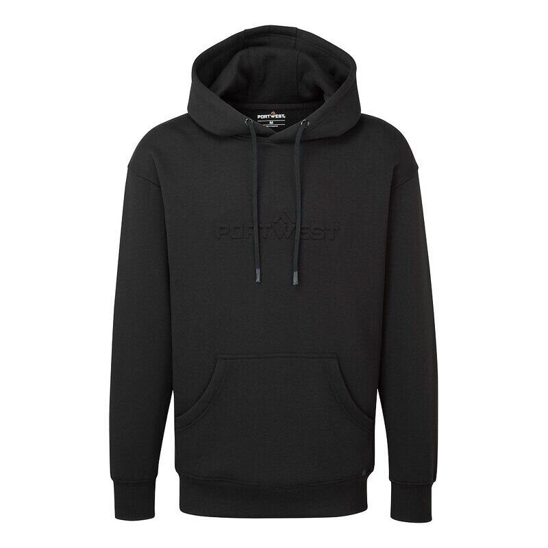 Portwest Embossed Hoodie (Black / XL / Regular Fit)
