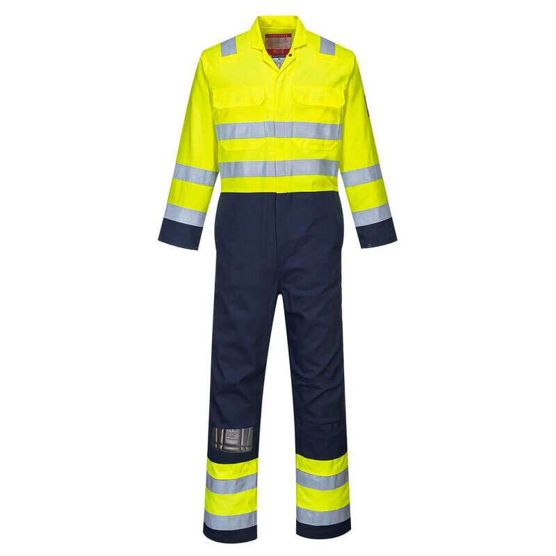 Portwest Bizflame Work Hi-Vis Anti-Static Coverall (Yellow/Navy / L / Regular Fit)