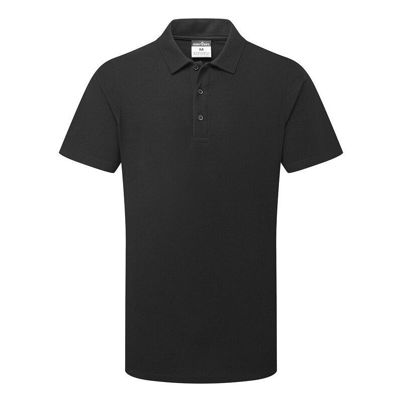 Portwest Mesh Air Pro Short Sleeved Polo Shirt (Black / XXL / Regular Fit)