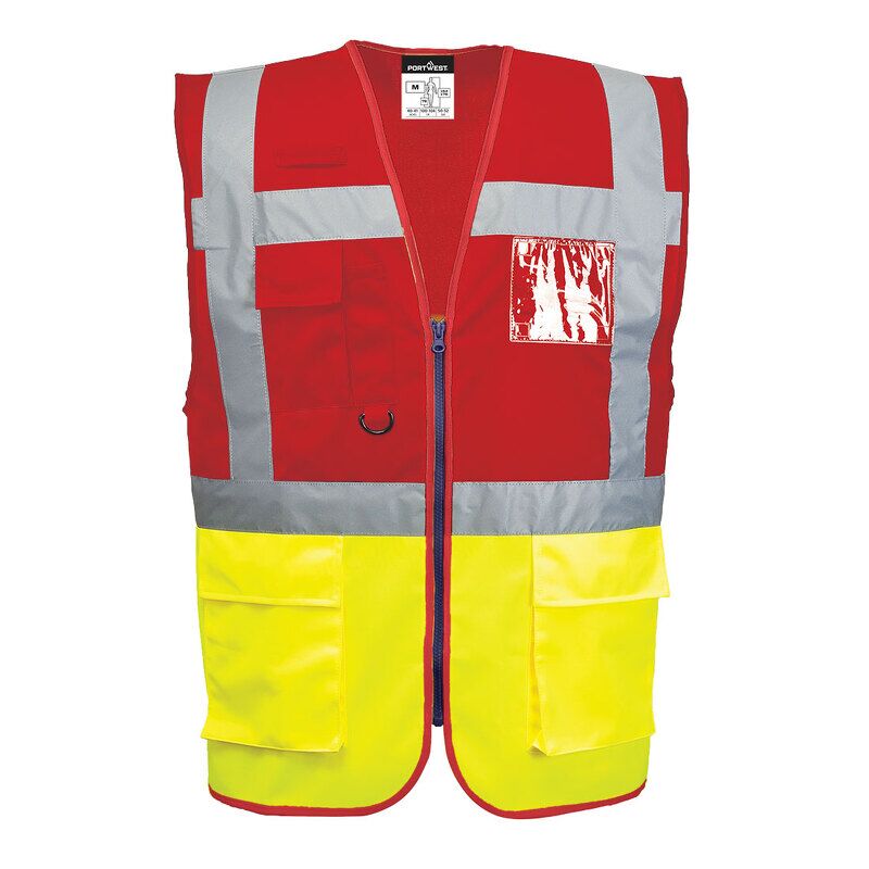 Portwest Paris Hi-Vis Contrast Executive Vest (Yellow/Red / XXXL / E)