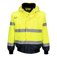 Portwest Hi-Vis 3-in-1 Contrast Bomber Jacket (Yellow/Navy / M / Regular Fit)
